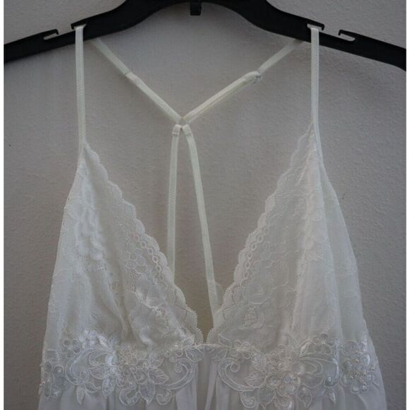 Linea Donatella Womens Sz L Ivory Juliet Lace-Trimmed Chemise Lingerie Nightgown - Picture 5 of 13